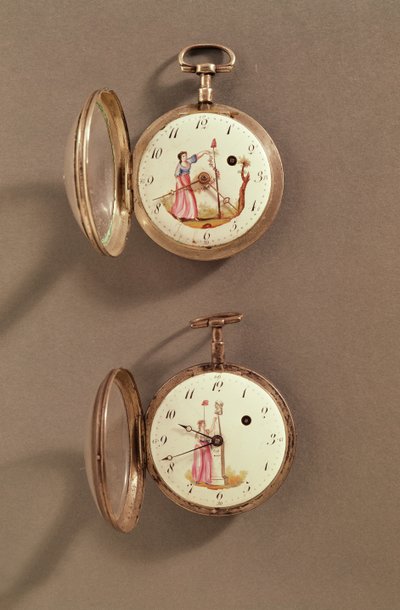 Deux montres de poche avec des symboles révolutionnaires - French School