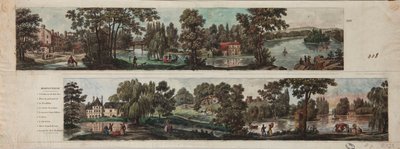Deux vues du parc de Mortefontaine avec légendes (eau-forte avec aquarelle sur papier) - French School