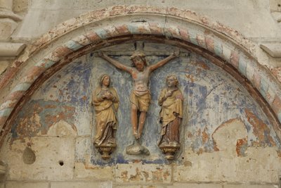 Tympan avec scène de Crucifixion - French School