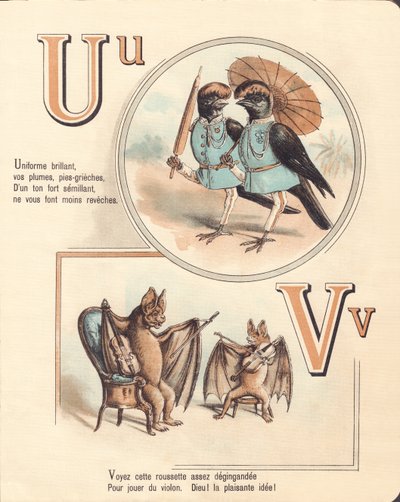U V : Urubu, uniforme, vampire, violon - French School