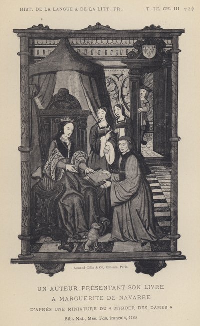 Un auteur présentant son livre à Marguerite de Navarre - French School