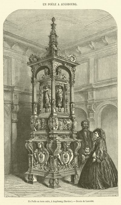 Un Poêle en terre cuite, à Augsbourg, Bavière - French School