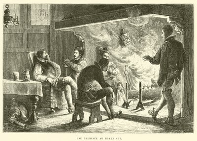 Une cheminée au Moyen Âge - French School