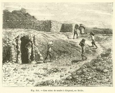 Une mine de soufre a Girgenti, en Sicile - French School