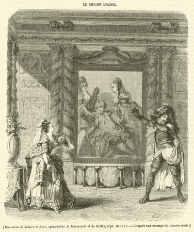 Une scene de Zemire et Azor, opera-ballet de Marmontel et de Gretry, repr en 1771 - French School