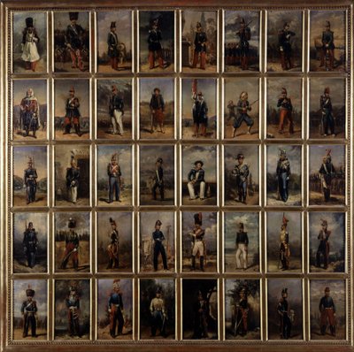 Uniforme du 1er et 2e Empire, peinture sur bois, fin 19e siècle - French School