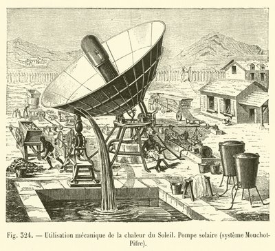 Utilisation mécanique de la chaleur du Soleil, Pompe solaire, système Mouchot-Pifre - French School