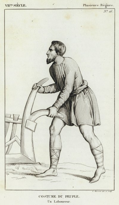VII Siècle, Plusieurs Règnes, Costume du Peuple, Un Laboureur (gravure) - French School