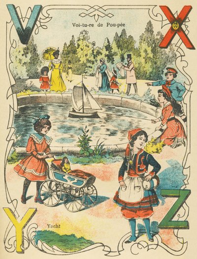 V X Y Z: voiture de poupée, yacht - French School