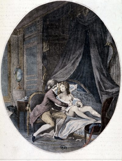 Valmont écrivant une lettre sur la cuisse d