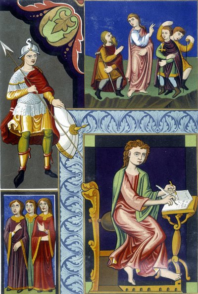 Divers costumes du IXe siècle (illustration tirée de "La France au IXe siècle") - French School