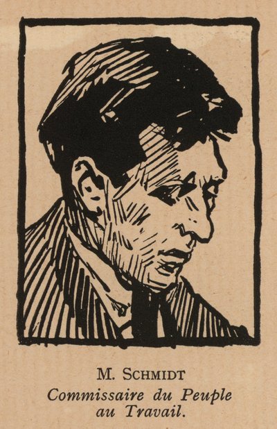 Vassili Schmidt, homme politique révolutionnaire bolchevique russe et commissaire du peuple au travail (lithographie) - French School