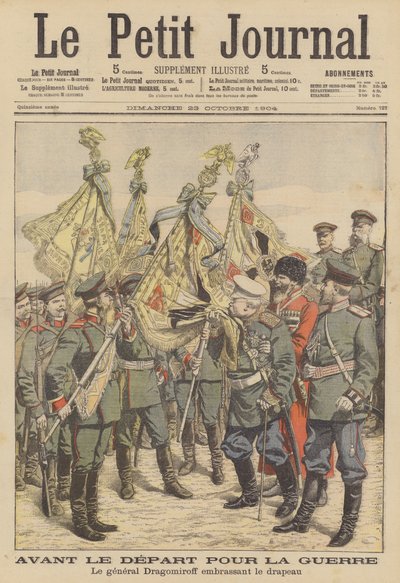 Le général russe Mikhail Dragomirov embrasse le drapeau d