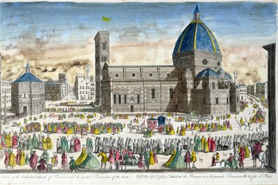 Vue de la cathédrale de Florence et de la grande procession de l