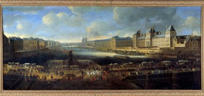 Vue de Paris depuis la côte du Louvre prise du Pont Neuf Peinture de l