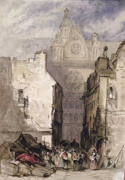 Vue de Saint-Eustache et des Halles, vers 1820-30 - French School