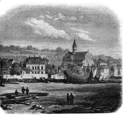 Vue de Trouville-sur-Mer avec la nouvelle église. Calvados (14) - French School