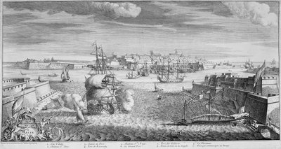 Vue de la ville de Valetta, port de Malte, c.1736 (gravure) - French School