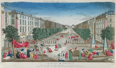 Vue du Cours Belsunce, Marseille, pendant la peste de 1720 - French School