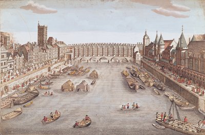 Vue du Pont au Change en regardant en aval - French School