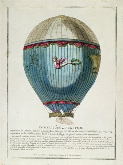 Vue du ballon utilisé par François Pilâtre de Rozier à Versailles le 23 juin 1784 - French School