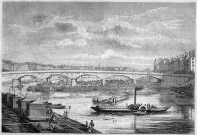 Vue du pont du Change (ou pont de Nemours) à Lyon, Rhône (69) - French School
