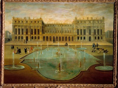 Vue du château de Versailles du côté des jardins avant 1678 - French School