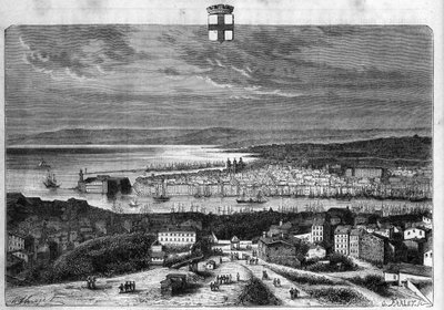 Vue de la ville et du port de Marseille. Gravure de 1880 dans « La république illustrée » collection privée. - French School