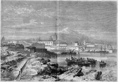 Vue de la ville de Catane au pied du volcan Etna. Sicile, Italie - French School