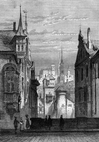 Vue de la ville de Nuremberg en Allemagne - French School