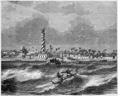 Vue de la ville de Pondichéry, Inde - French School