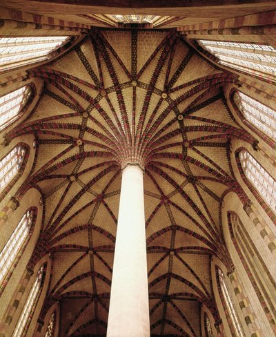 Vue de la voûte en éventail du plafond - French School