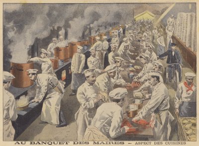 Vue des cuisines pour le banquet des maires de France - French School
