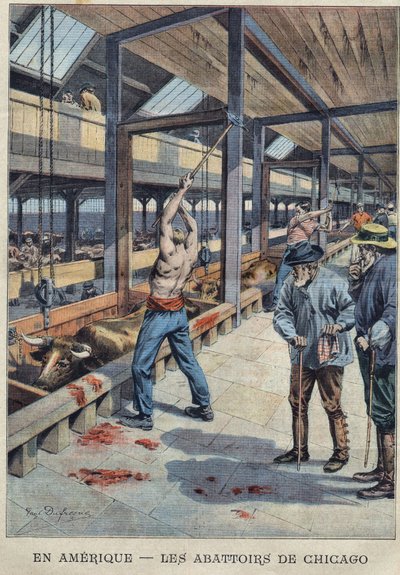 Vue des abattoirs à Chicago, USA - French School