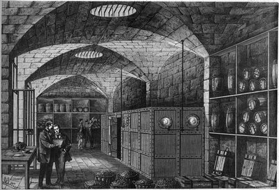 Vue du resserrement, situé dans les caves du Louvre, où l