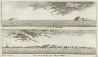 Vues des îles Mariannes et de la côte nord-ouest de Saipan - French School