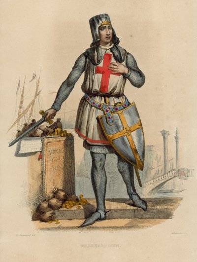Villehardouin (gravure en couleur) - French School