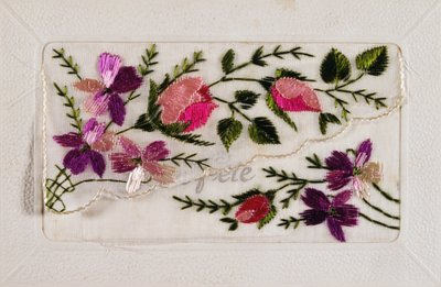 Carte postale française vintage avec décorations florales - French School