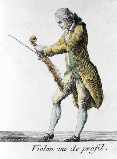 Violon vu de profil. Gravure de la fin du XVIIIe siècle. - French School