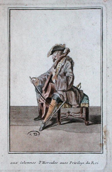 Violoncelle, vers 1700 (gravure) - French School