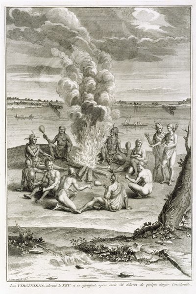 Les Virginiens adorant le feu et se réjouissant d