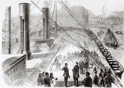 Visite du Prince Napoléon au Great Eastern à Southampton le 18 octobre 1859, illustration de Le Monde Illustré, 5 novembre 1859 - French School