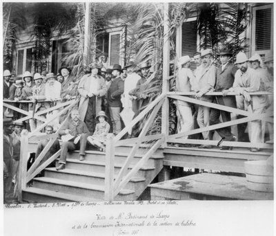 Visite du vicomte Ferdinand de Lesseps (1805-94) et de la Commission internationale pour la section Bulebra du canal de Panama, 1886 - French School