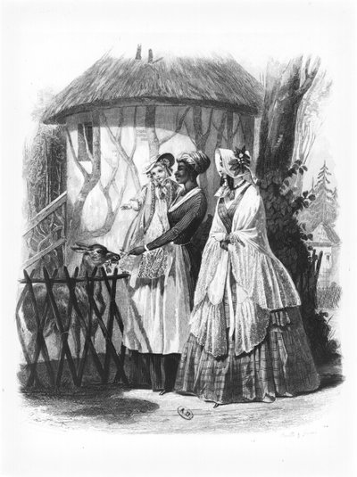 Visite au zoo du Jardin des Plantes à Paris, planche de mode, 1846 - French School