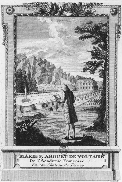 Voltaire à Ferney, gravé par Prevost - French School