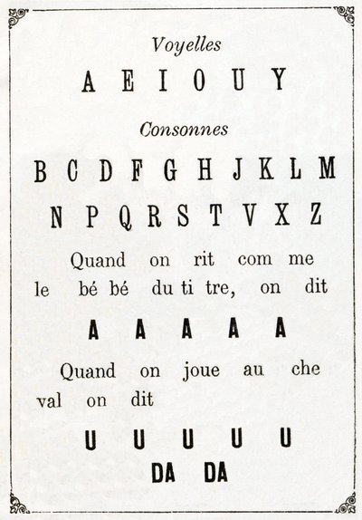 Voyelles et consonnes dans « Alphabet des petits savants », fin 19ème siècle (chromolithographie) - French School