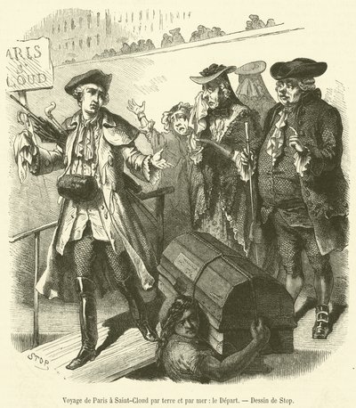 Voyage de Paris à Saint-Cloud par terre et par mer, le Départ - French School