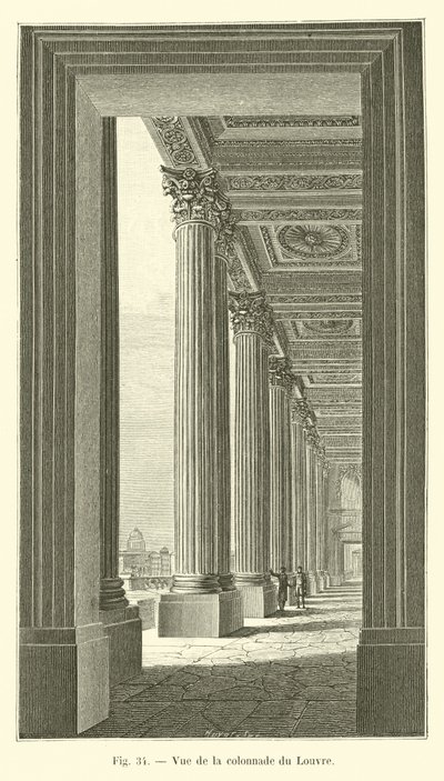 Vue de la colonnade du Louvre - French School