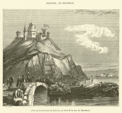 Vue de la forteresse de Sylivrie, au bord de la mer de Marmara (engraving) - French School