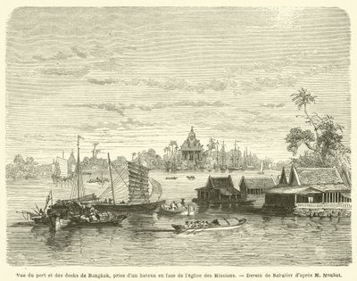 Vue du port et des docks de Bangkok, prise d